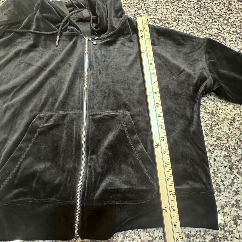 NWT Truth Black Velour Rhinestone Skull Tracksuit Set 2 Piece Zip Up Hoodie M - Picture 4 of 16